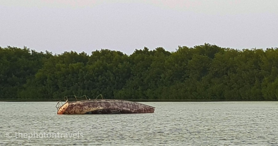  A capsized boat in Martha Brae river
